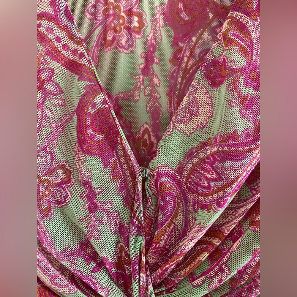 MISA LA Ava Paisley Print Stretch Maxi Dress V-Neck Tulle Size XS - Picture 4 of 12